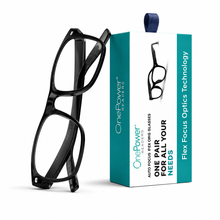 Load image into Gallery viewer, One Power Auto Focus Reading Glasses for Men &amp; Women | Read Small Print, Mobile &amp; Computer Screens Without Changing Glasses | Flex Focus Optics
